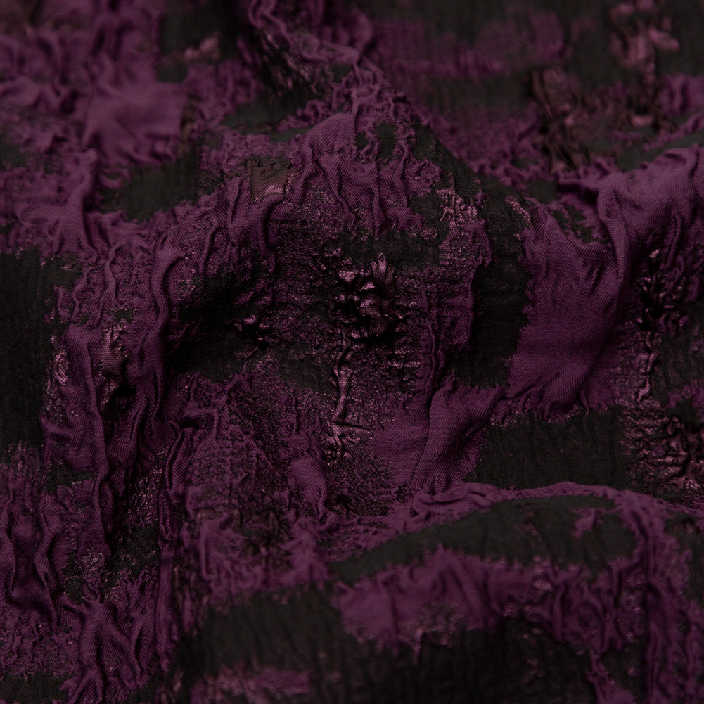 Blackberry Wine and Black Abstract Luxury Metallic Brocade