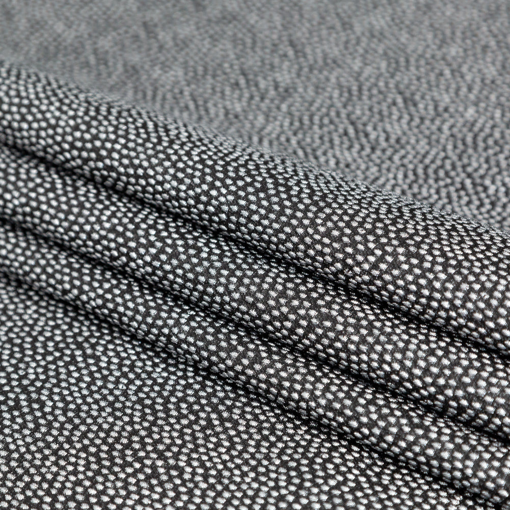Metallic Silver on Black Abstract Luxury Brocade