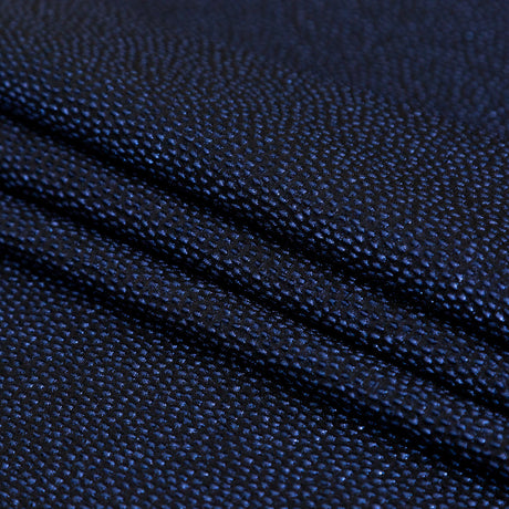 Metallic Blue on Black Abstract Luxury Brocade