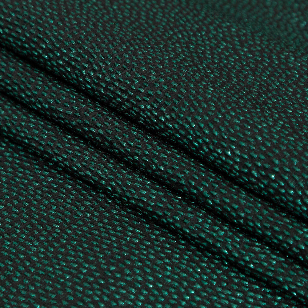 Metallic Green on Black Abstract Luxury Brocade