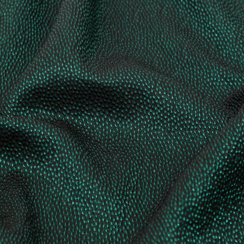 Metallic Green on Black Abstract Luxury Brocade