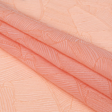 Luminous Coral Double-Layer Organza Brocade