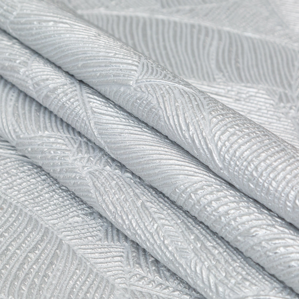 Luminous Silver Double-Layer Organza Brocade