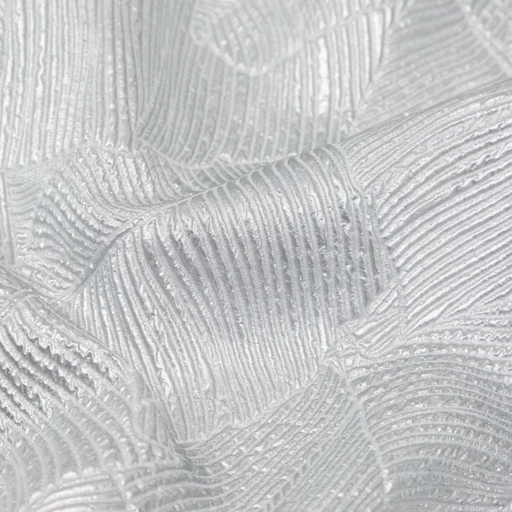 Luminous Silver Double-Layer Organza Brocade
