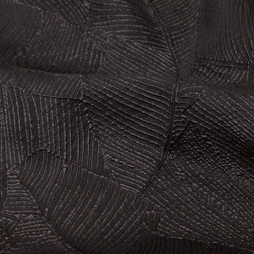 Luminous Black Double-Layer Organza Brocade