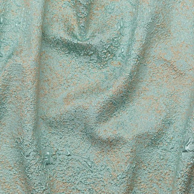 Aqua and Gold Abstract Luxury Metallic Brocade