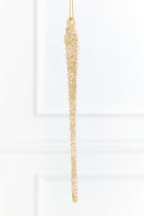 7.75" Gold & Bead Iced Glass Icicle Ornament