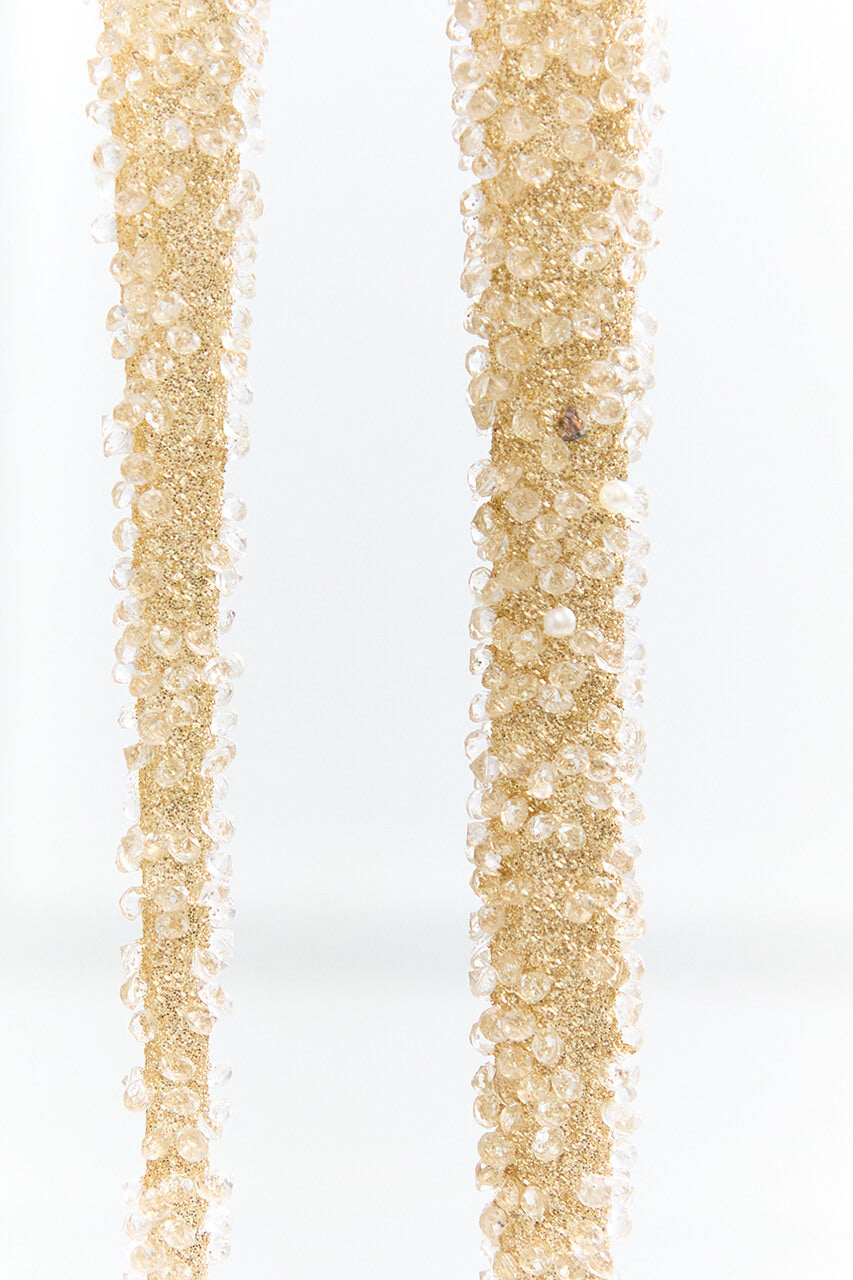 11.5" Gold & Bead Iced Glass Icicle Ornament
