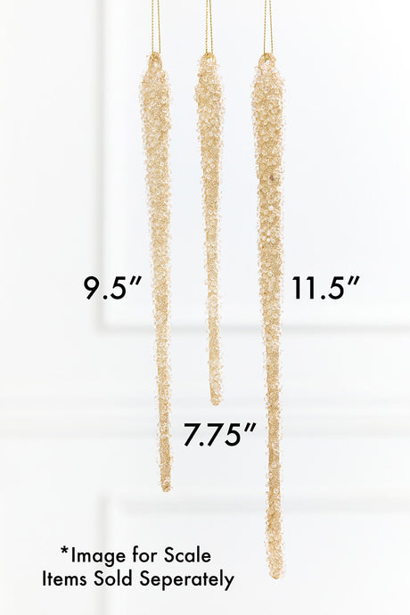 11.5" Gold & Bead Iced Glass Icicle Ornament