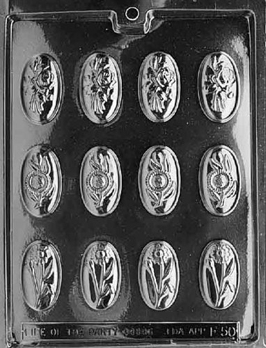 Oval Flower Pieces Chocolate Mold - LPF050