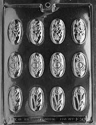 Molde de chocolate de piezas ovaladas con flores