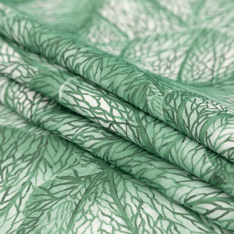 Green Tropical Leaves Printed Woven
