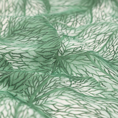 Green Tropical Leaves Printed Woven