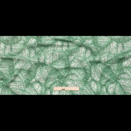 Green Tropical Leaves Printed Woven