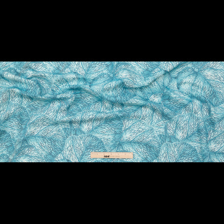 Blue Tropical Leaves Printed Woven