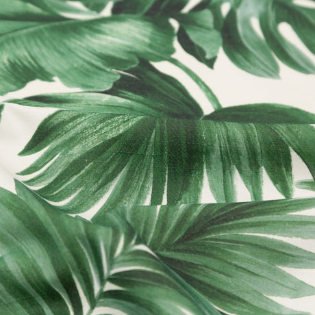 Dark Green Tropical Leaves Printed Woven