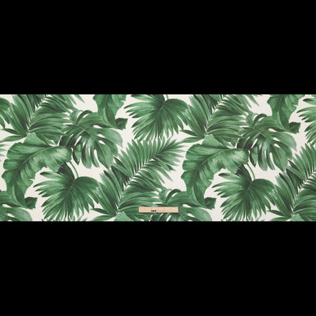 Dark Green Tropical Leaves Printed Woven