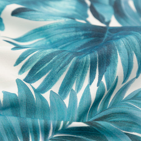 Blue Tropical Leaves Printed Woven