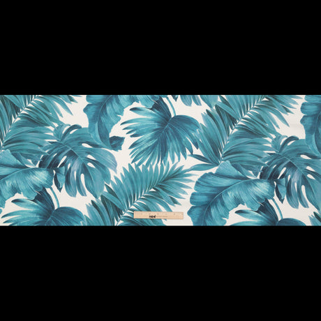 Blue Tropical Leaves Printed Woven