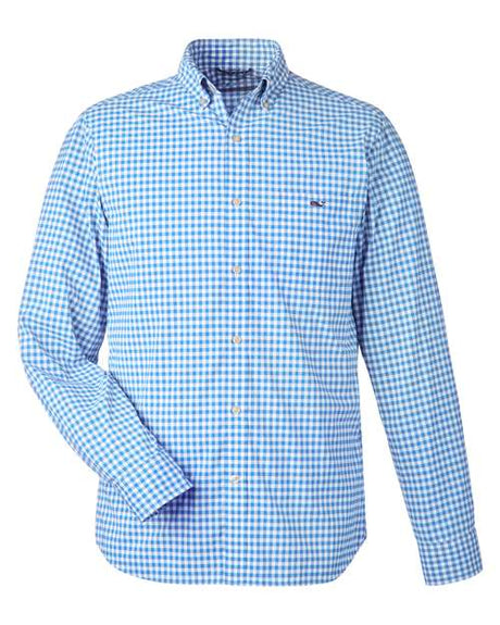 vineyard vines Men's On-The-Go nylon gingham shirt featuring classic pattern styling for casual wear