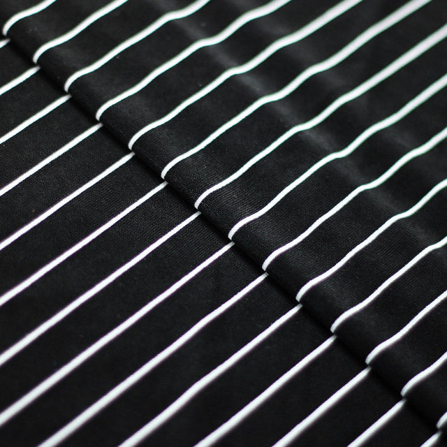 Gangsta Stripe Poly Spandex Fabric - Black/White Stripes, 58/60" Width (1 Yard)