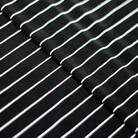 Gangsta Stripe Poly Spandex Fabric - Black/White Stripes, 58/60" Width (1 Yard)
