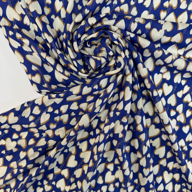 Viscose Lurex Chiffon Blue Graphic Print