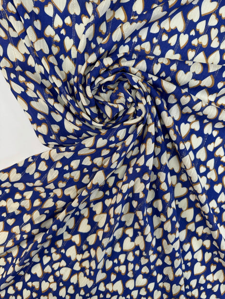 Viscose Lurex Chiffon Blue Graphic Print