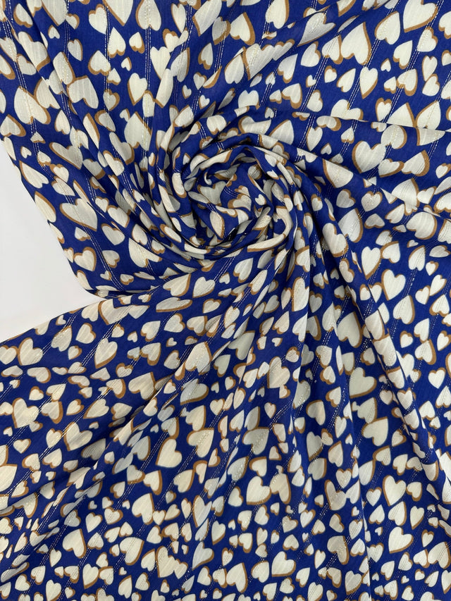 Viscose Lurex Chiffon Blue Graphic Print