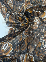 Polyester Fil Coupé Jacquard Printed Brown Black