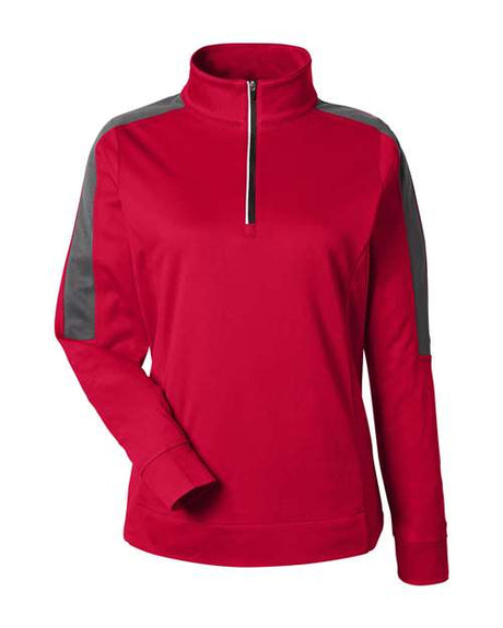 CORE365 Women's Market Snag Protect Mesh Colorblock Quarter-Zip Pullover