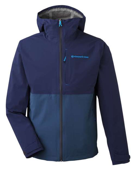 vineyard vines Men's packable waterproof rain shell jacket for lightweight outdoor weather protection