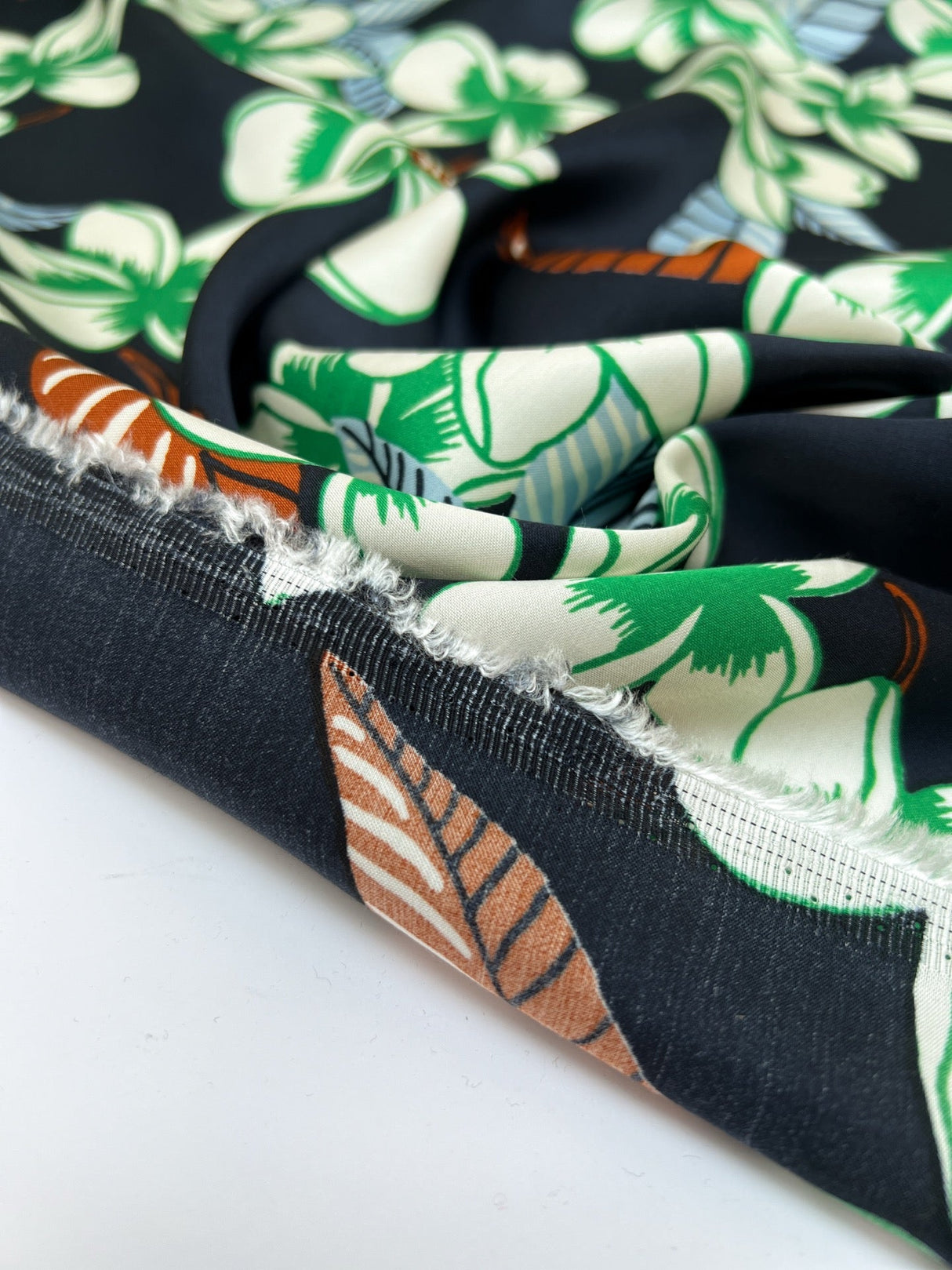 Viscose Sateen Printed Green-Blue Floral