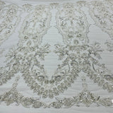 1 Yard Beaded Lace Fabric Embroidered on 100% Polyester Net Mesh