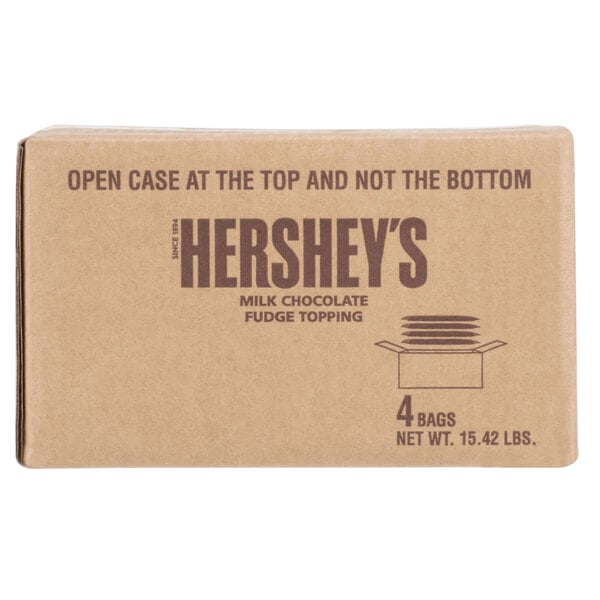 HERSHEY'S 48 fl. oz. Milk Chocolate Fudge Topping Pouch - 4/Case