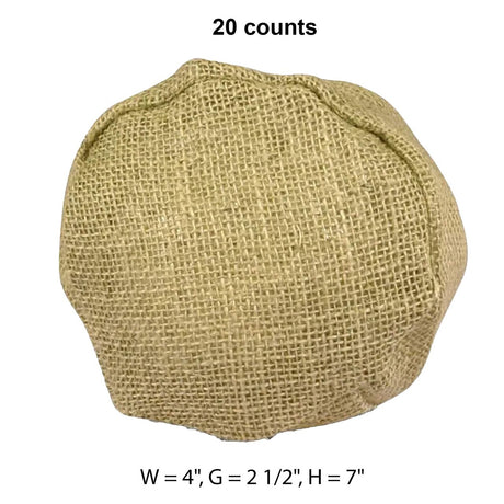 Natural Burlap Round Bottom Bags 4 '' X 2 1/2 '' X 7 ''