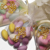 Golden Cross Embroidered Organza Bags 3 1/4'' x 4 3/4'' Gifts