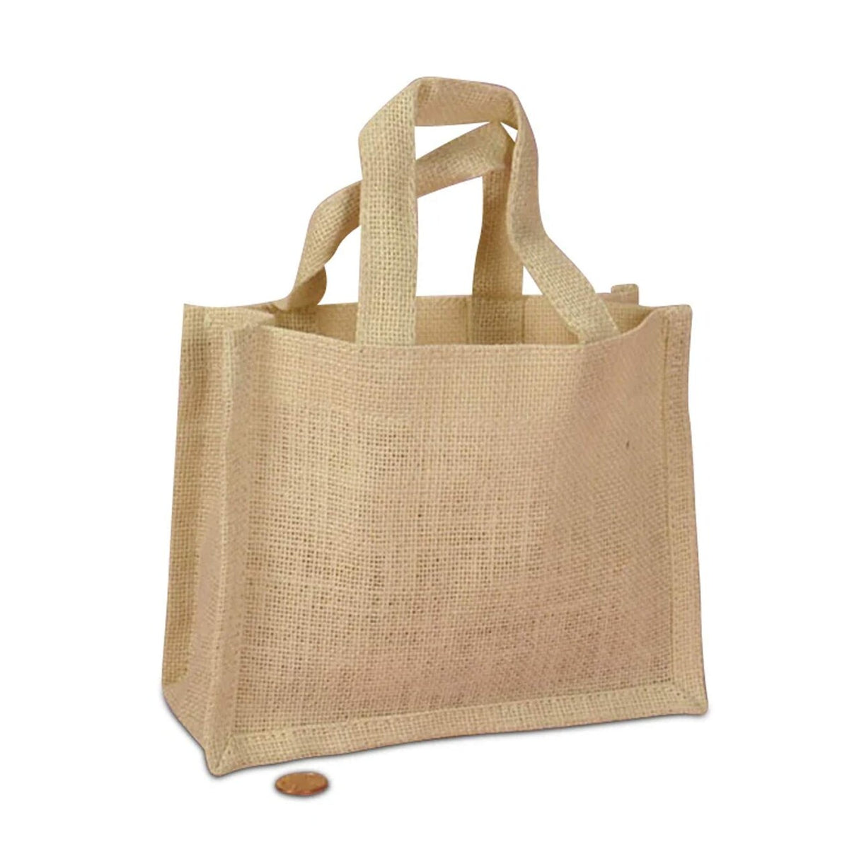 Small Jute Handle Bags - Trimmed Bottom 7 '' X 2 3/4 '' X 6 ''