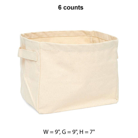 Burlap/Canvas Storage Baskets 9 '' X 9 '' X 7 '' Natural White Canvas