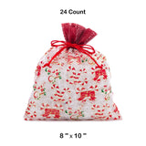 Candy Canes Christmas Bag with Red Ribbon 8” x 10”