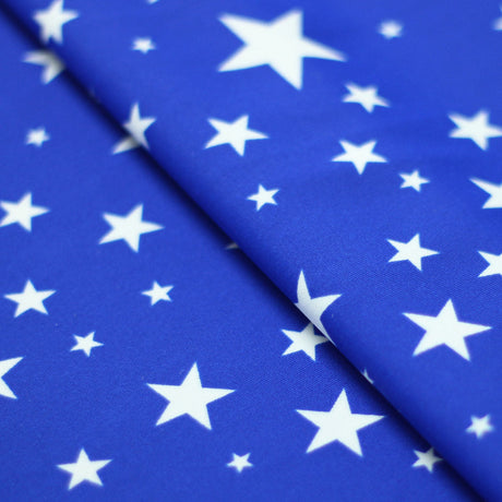 Twilight Star Nylon Spandex Fabric - Royal/White Star Print, 58/60" Width (1 Yard)