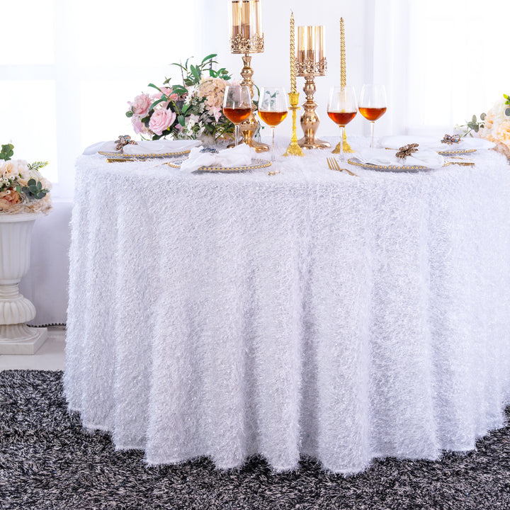 Round Shaggy Plush Fringe Tablecloth