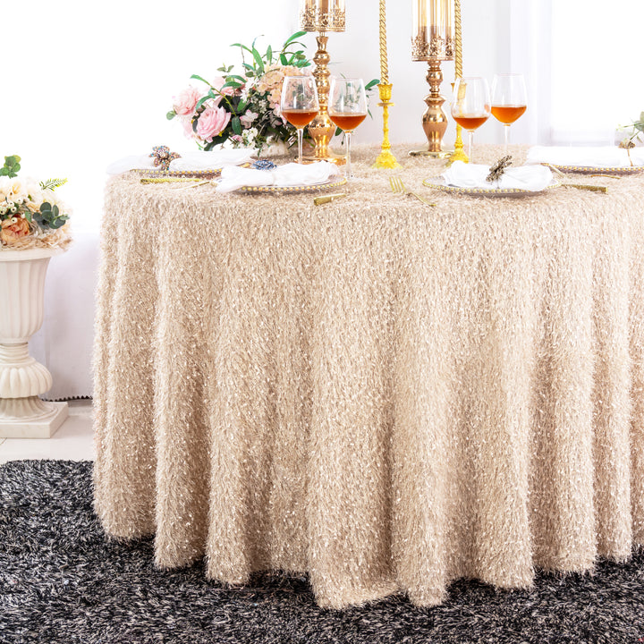 Round Shaggy Plush Fringe Tablecloth
