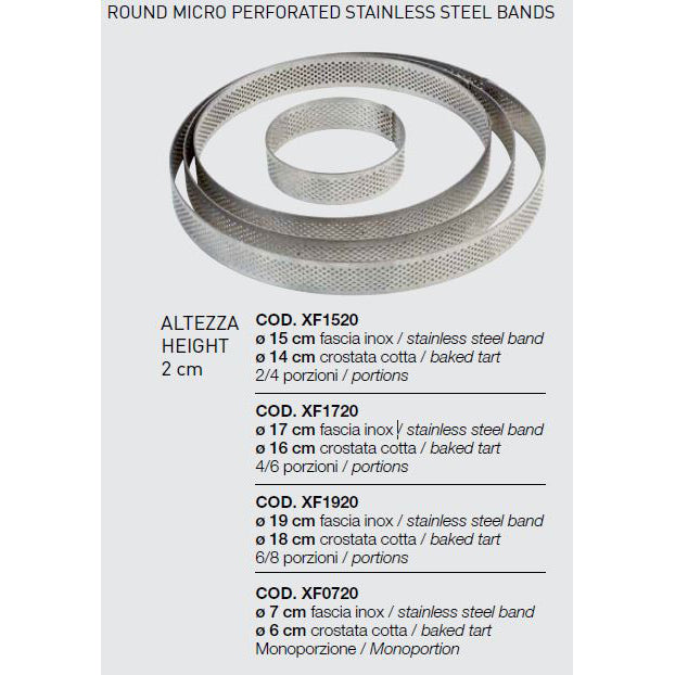 Pavoni "Progetto Crostate" Perforated Stainless Round Tart Ring 8-1/4" (21cm) Dia. x 3/4" (2cm) High