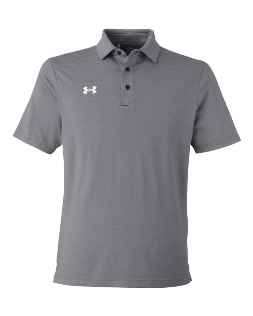 Men's UPF 40 Four-Way Stretch Striped Performance Polo for Golf and Team Wear product image showing design, fit and k...