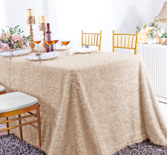 Shaggy Plush Fringe Rectangular Tablecloth Soft Texture