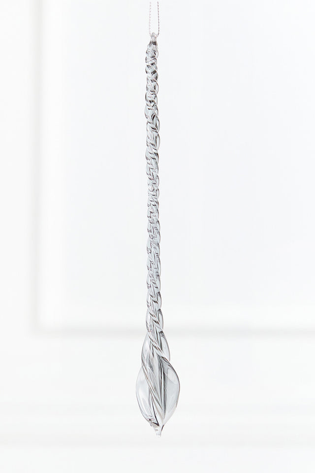 9.75" Twisted Glass Icicle Ornament