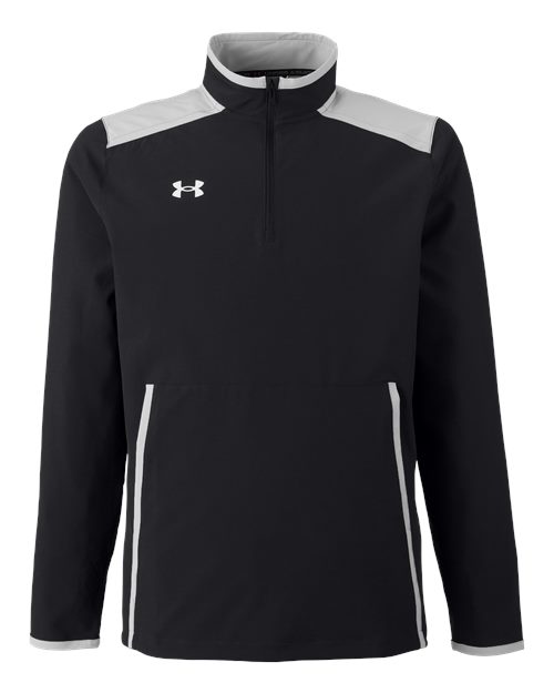 Men's Water-Resistant Stretch-Woven Quarter-Zip Pullover for Layering product image showing design, fit and key perfo...