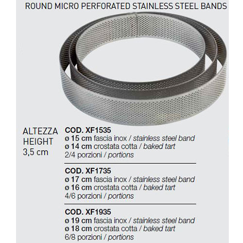 Pavoni "Progetto Crostate" Perforated Stainless Round Tart Ring, 6-3/4" (17cm) Dia. x 1-3/8" (3.5cm) High