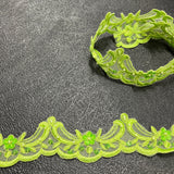 Beaded Corded Lace Trim on Polyester Organza